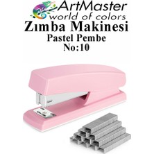 ArtMaster Açık Pembe Zımba Makinesi No:10 1 Adet Küçük Zımba Makinası ve Teli 15 20 Sayfa Ofis Büro Okul Öğrenci Küçük Boy