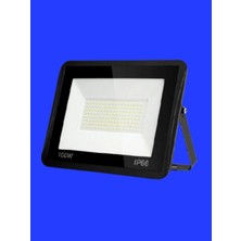 Powerr Led Aydınlatma 100 Watt Siyah Slim Kasa Mavi Işık IP65 LED Projektör