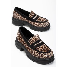 Zerenyus ZRİN-759 Premium Leopar Ortopedik Yüksek Tabanlı Loafer