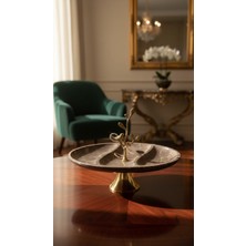 Montdekor El Yapımı Mermer Taşlı Bronz Desenli Tabak