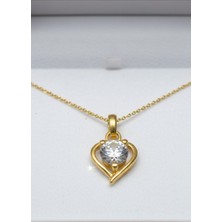 Çekirdek Jewelry 925 Ayar Gümüş Altın Kaplama Kalp Kolye