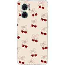 TechTree Redmi Note 11E Uyumlu Fiyonklu Kirazlar Baskılı Silikon Kılıf