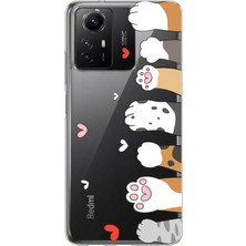 TechTree Redmi Note 12S Uyumlu Sevimli Kedi Patiler Tasarımlı Baskılı Silikon Kılıf