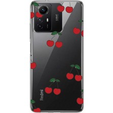 TechTree Redmi Note 12S Uyumlu Kirazlar Tasarımlı Baskılı Silikon Kılıf