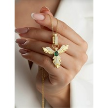 Çekirdek Jewelry 925 Ayar Gümüş Altın Kaplama Zümrüdüanka Kolye
