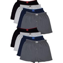 Tutku Erkek Boxer 4'lü Paket Siyah-Füme-Lacivert-Gri Asorti
