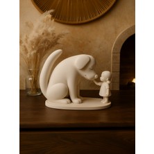 Linova Köpek ve Küçük Kız Dostluğu Heykel Biblo Dekoratif Obje