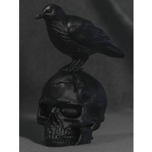 Linova Kafatasındaki Kuzgun Heykel Biblo Dekoratif Obje