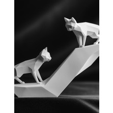 Linova Oynayan Kediler Heykel Biblo Dekoratif Obje