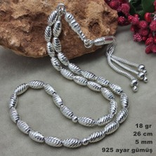 Bir Gümüş Aşkı Gümüş Tesbih Arpa Kesim Kalem Işleme Küçük Boy 18 gr 5 mm