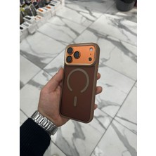 Bilişim Akademi iPhone 17 Pro Mat Buzlu Magsafe Özellikli Karbon Kaymaz Tank Armor Zırh Kılıf - Kahverengi