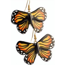 Claya Monarch Kelebek Figürlü El Yapımı Küpe Yılbaşı