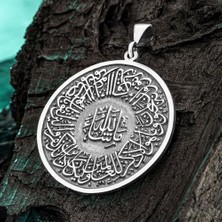 Takılingo 925 Ayar Gümüş Nazar Ayeti ve Fatiha Işlemeli Çift Taraflı Kolye Ucu