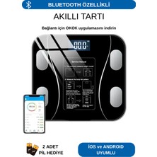 UltraNova Dijital Bluetooth Baskül, Vücut Kitle ve Yağ Oranı Ölçer Siyah