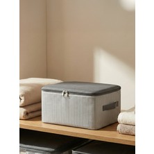 Nacarev Küçük Boy Çizgi Desen Baskılı Antrasit Baza Altı Bavul Içi Düzenleyici Organizer 30x20x15 cm