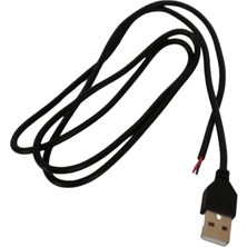 Powerr Led Aydınlatma 5 Volt 2 Amper 100 cm Ucu Açık USB Li Siyah Renk Erkek Güç Kablosu