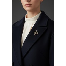 EFEAKS Zarif Siyah Mine ve Inci Detaylı Siyah Gül Broşu