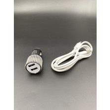 EFEAKS Gümüş Taşlı Siyah Araç Şarjı ( Kablo Hediyeli )