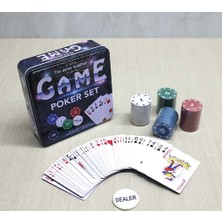 ZS Demir Metal Kutulu 80 Chip ve 1 Adet Iskambil Kağit Setine Sahip Poker Oyunu