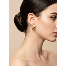 Toka Delisi Kadın Trend Gold Tasarım El Yapımı Halka Küpe