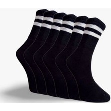 EKN 6’lı Erkek Tenis – Kolej Çorabı | Beyaz & Siyah Renk Seçenekleri | Çift Şeritli Uzun Spor Çorap