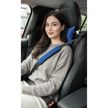 Fox Mavi Taşlı Tüm Araçlara Uyumlu Şık Boyun Yastığı ve Emniyet Kemer Seti