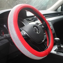 EFEAKS Bayan Sürücülere Özel Pırlanta Kırmızı Renk Geçmeli Direksiyon Kılıfı