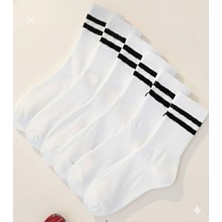 EKN 6’lı Erkek Tenis – Kolej Çorabı | Beyaz & Siyah Renk Seçenekleri | Çift Şeritli Uzun Spor Çorap