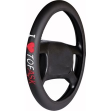 Fox Siyah Geçmeli Deri Direksiyon Kılıfı Nakış Model Tofaşk