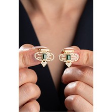 Çekirdek Jewelry 925 Ayar Gümüş Baget Taşlı Küpe