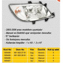 Ayfar 505406 - Far Sag Halojen. Motorsuz Mercedes Sprınter B901 B904 00 06