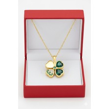 Çekirdek Jewelry 925 Ayar Gümüş Altın Kaplama Ters Yonca Kolye