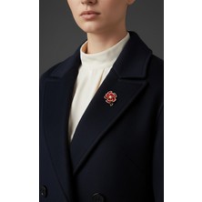 EFEAKS Asil Kırmızı Gül Tasarım Broş | Ceket, Elbise, Şal Aksesuarı