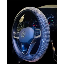 EFEAKS Gümüş Taşlı Her Marka Araca Uygun Direksiyon Kılıfı