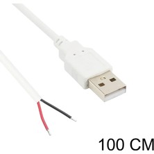 Powerr Led Aydınlatma 5 Volt 2 Amper 100 cm Ucu Açık USB Li Beyaz Renk Erkek Güç Kablosu