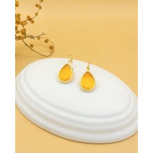 Nevoka Bal Rengi Kedi Gözü Sıvama Altın Kaplama Iri Damla Küpe