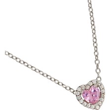 Celikchi Kadın Pembe Kalp Model Gümüş Kolye