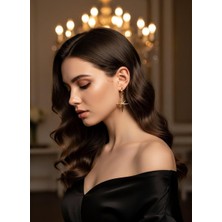 Toka Delisi Kadın Trend Modern Line Gold Kuzey Yıldızı Küpe