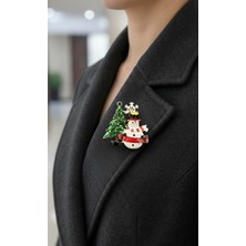 EFEAKS Kardan Adam ve Yılbaşı Ağacı Broş: Işıltılı Yılbaşı Aksesuarı