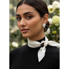Toka Delisi Kadın Trend Modern Line Krem Siyah Renkli Sarmal Küpe