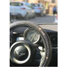 EFEAKS Full Taşlı Gümüş ve Füme Renk 38*40 cm Direksiyon Kılıfı