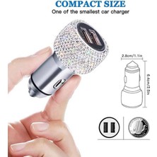 Fox Taşlı Araç Şarj Cihazı Metal Kasa Tpye C Şarj Kablosu Hediyeli