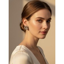 Toka Delisi Kadın Trend Modern Line Cappuccino Renkli Çiçek Küpe