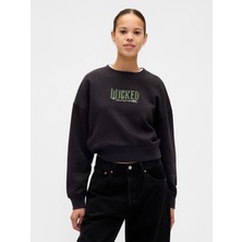 Gap Kadın Siyah Vintagesoft Wicked Crop Wedge Sweatshirt