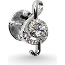 Oya Silver Minimal Zirkon Taşlı Sol Anahtarı Rozet/broş 1.7x1.1 cm [OYSSAB014]