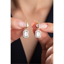 Çekirdek Jewelry 925 Ayar Gümüş Baget Taşlı Küpe