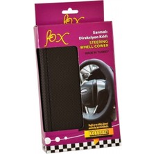 Fox D-132 Dikmeli Noktalı 38 cm Siyah (Kırmızı Dikişli) Direksiyon Kılıfı