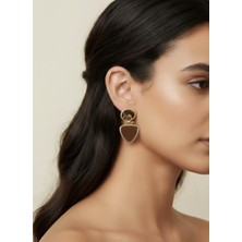 Toka Delisi Kadın Trend Bronz Taşlı Sallantılı Küpe