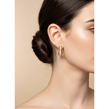 Toka Delisi Kadın Trend Zirkon Taşlı Halka Küpe