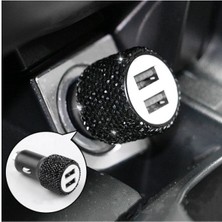 EFEAKS Siyah Taşlı Çakmaklık Şarj Cihazı Çift USB Çıkışlı ( Şarj Kablo Hediyeli )